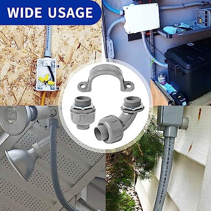 (1" Conduit Parts 30 Pack) Yariwiz 1 Inch PVC Electrical Conduit Fitting Plastic Liquid Tight Conduit Connector Kit, 10 Pack of Conduit 90 Degree Elbows and 10 Pack of Conduit Straps - style: 1" Part Kit-30 Pack
