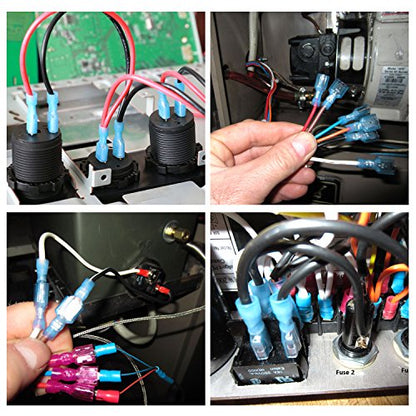 Nilight 200PCS Male Female Fully Insulated Wire Crimp Terminal Nylon Quick Connectors Wiring Spade 16-14 Gauge, 2 Years Warranty - color: 200PCS Spade Terminal