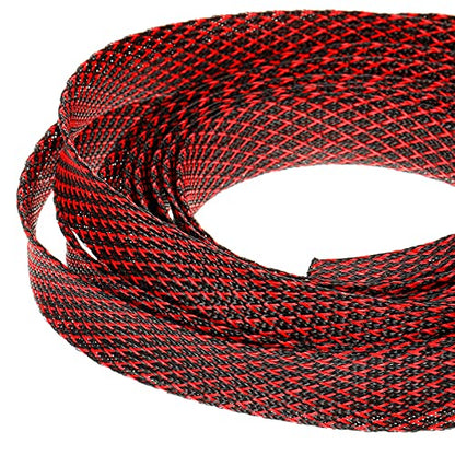 Boao 50ft PET Expandable Braided Cable Sleeve, Wire Loom Braid Sleeving with 127 Pieces Shrink Tube for Audio Video and Other Home Device Cable Automotive Wire(1 Inch, 1/4 Inch, 3/4 Inch,Red) - color: Red, size: 1 Inch, 1/4 Inch, 3/4 Inch