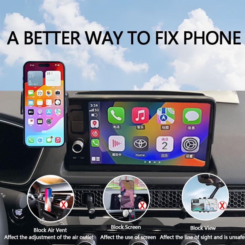 Car Phone Holder for 2022-2025 2026 Honda Civic Accessories,Phone Mount with Dash Organizer for Civic with 9-inch Screen,Hands-Free 360 Degree Rotation Dash Mount Cell Phones Holder - size: 22-26 Civic 9-inch