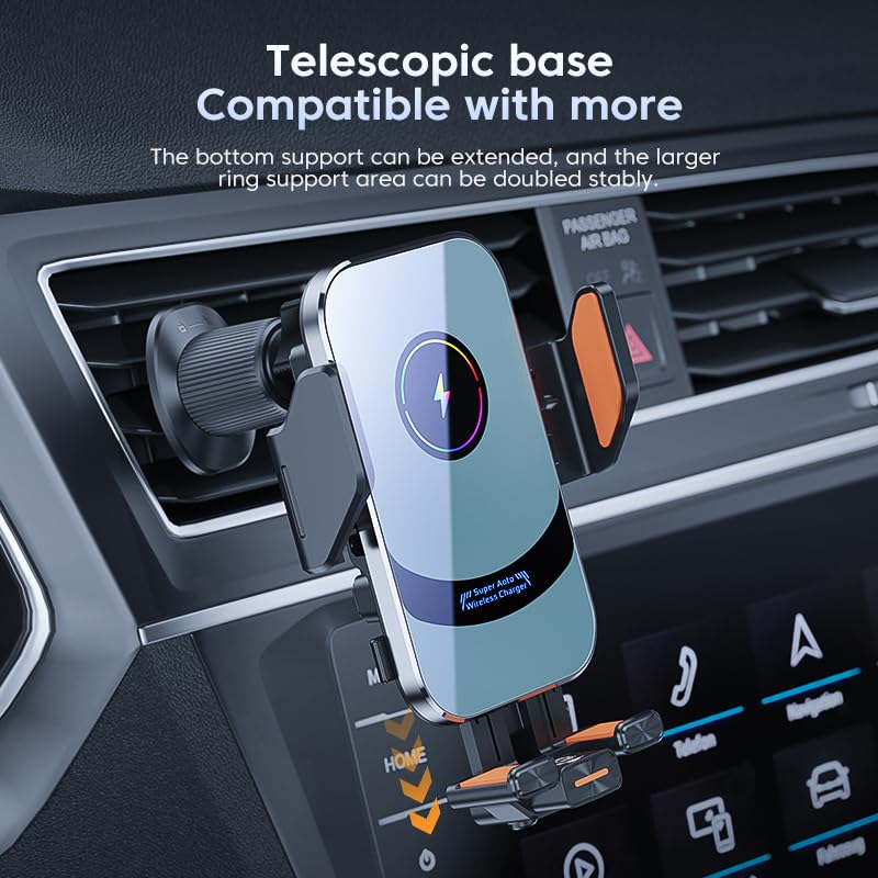 Super Wireless Car Charger Universal Windshield Auto Clamping Car Mount 15W/10W/7.5W/5W Fast Charging Car Phone Mount for iPhone 16 15 14 13 12 Pro Max 11 XS Samsung Galaxy S24 Ultra S23 S22 S21 S20
