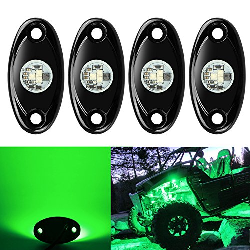 4 Pods LED Rock Lights, Ampper Waterproof LED Neon Underglow Light for Car Truck ATV UTV SUV Offroad Boat Underbody Glow Trail Rig Lamp (Green) - color: Green, size: 4 Pods