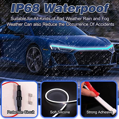 Car Hood Light Strip, 70 Inch LED Bonnet for Cars, SUVs, Trucks, Ice Blue - color: Ice Blue, size: 70 Inches