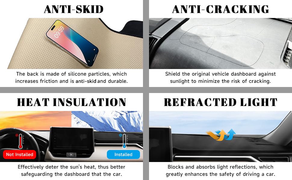 Black Dashboard Dash Board Cover Mat Carpet for Honda HRV HR-V 2023-2025 2026 Accessories Dash Cover Flannel Material Dash Mat Sunshade - size: for Honda 2023-2026 HRV