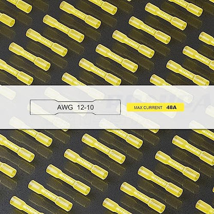 haisstronica 250PCS Yellow Heat Shrink Butt Connectors 12-10 AWG - size: AWG12-10 Yellow, style: 250pcs