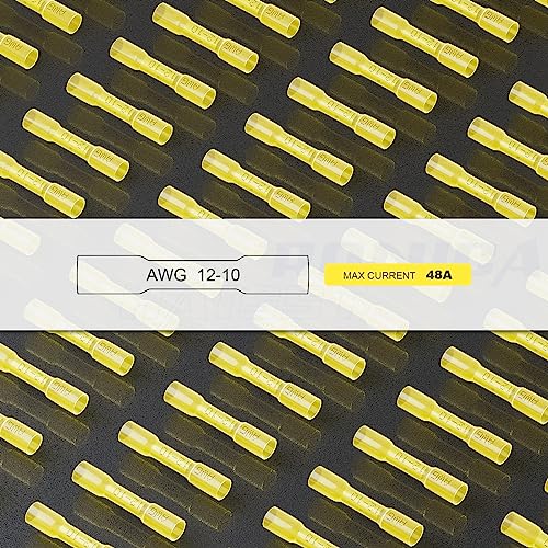 haisstronica 250PCS Yellow Heat Shrink Butt Connectors 12-10 AWG - size: AWG12-10 Yellow, style: 250pcs