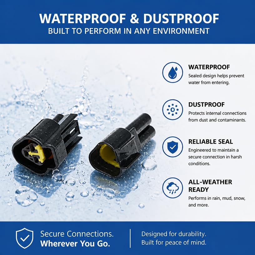 3 Pin Automotive Sealed Wire Connectors, IP67 Waterproof,70Pcs 16-22 AWG