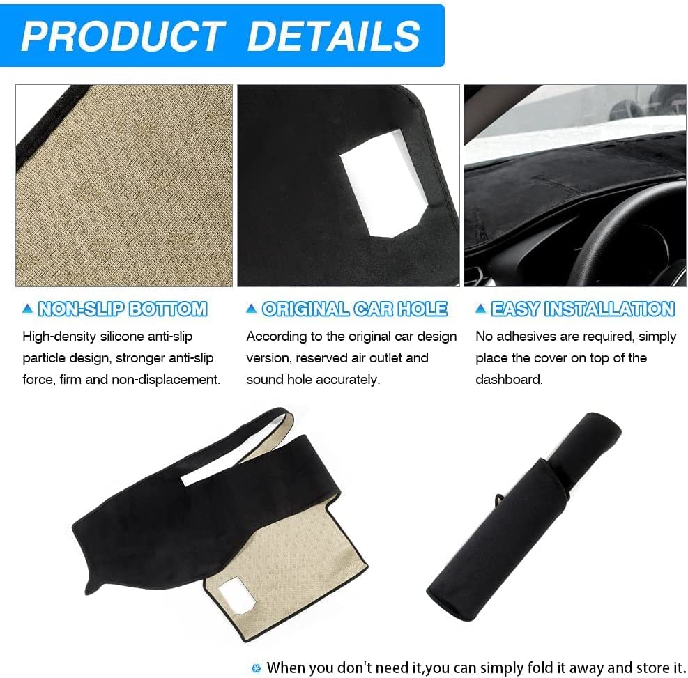 CARTIST Custom Fit for Dash Cover Toyota Tacoma 2005-2015 Dashboard Cover Mat Non-Slip Pad Carpet Sunshield Protector - size: 05-15 Tacoma(Black)