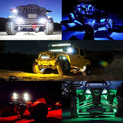 2 Pods LED Rock Lights, Ampper Waterproof LED Neon Underglow Light for Car Truck ATV UTV SUV Offroad Boat Underbody Glow Trail Rig Lamp (White) - color: White, size: 2 Pods
