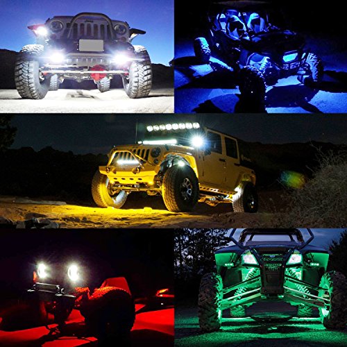 6 Pods LED Rock Lights, Ampper Waterproof LED Neon Underglow Light for Car Truck ATV UTV SUV Offroad Boat Underbody Glow Trail Rig Lamp (White) - color: White, size: 6 Pods