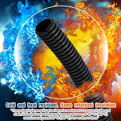 Sasylvia 1/4, 3/8, 1/2, 3/4'' X 10 ft Split Wire Loom Cord Protector Tubing Split Conduit Protector Tubing Convoluted Tube Flexible Electrical Wire Cover Protective Sleeves(Black) - size: 1/4", 3/8", 1/2", 3/4" x 10 ft