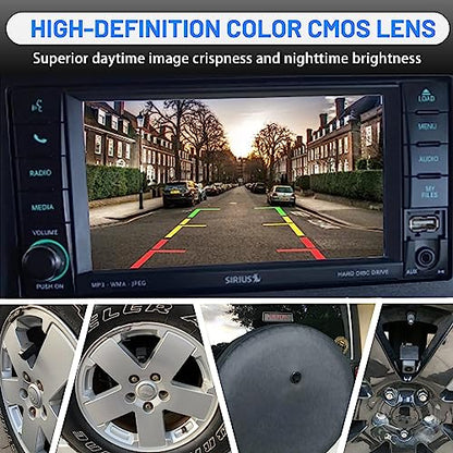 EWAY Classic 1.0 Backup Camera for Jeep Wrangler Spare Tire Mount 2007-2018, Rear View Reverse Aftermarket Camera for JK JKU Rubicon Sahara Sport Unlimited Removable Guidelines w/OEM Monitor Adapter