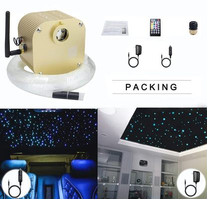 AZIMOM Bluetooth Control 16W Twinkle Fiber Optic Lights Star Ceiling Lighting Kits Mixed 430pcs 9.8ft Fiber Strands Remote RGBW Sound Activated Light Engine Car Home Indoor Ceiling Lighting Décor - size: Star+430pcs*(0.03+0.04+0.06)in*9.8ft
