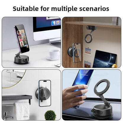 Latest Vacuum Magnetic Phone Holder for Car,Ultra Suction Cup Phone Mount, Foldable & Adjustable & Portable Vacuum Magnetic Phone Stand for All Smartphones & Car Models & Gym/Bathroom Mirror