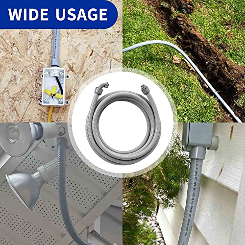 (1/2" Dia * 25 Feet) Yariwiz Flexible Electrical Conduit Liquid Tight PVC Conduit Kit with 3 PCS Coupling, 3 PCS Elbow and 7 PCS Strap, Sealtight Seal Flex Liquidtight Wire Outdoor Non Metallic Grey - style: 1/2"-25ft Kit-Grey