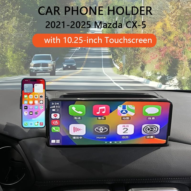 Car Phone Holder for 2021-2025 Mazda CX-5 CX5 Accessories,Phone Mount with Dash Organizer for CX5 with 10.25-inch Screen,Hands-Free 360 Degree Rotation Dash Mount Cell Phones Holder - size: 21-25 CX5 10.25-inch