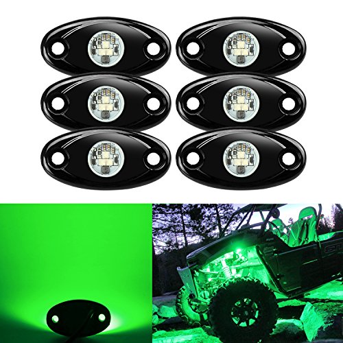 6 Pods LED Rock Lights, Ampper Waterproof LED Neon Underglow Light for Car Truck ATV UTV SUV Offroad Boat Underbody Glow Trail Rig Lamp (Green) - color: Green, size: 6 Pods