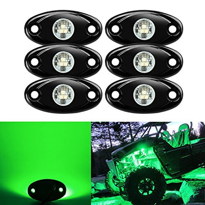 6 Pods LED Rock Lights, Ampper Waterproof LED Neon Underglow Light for Car Truck ATV UTV SUV Offroad Boat Underbody Glow Trail Rig Lamp (Green) - color: Green, size: 6 Pods