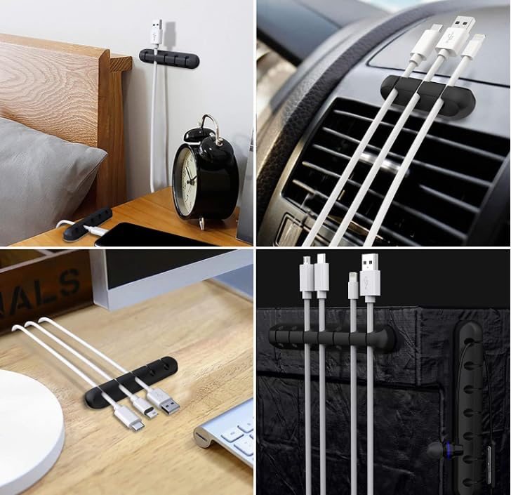 Cord Organizer, Cable Clips Cord Holder, Cable Management USB Cable Power Wire Cord Clips, 2 Packs Cable Organizers for Car Home and Office (5, 3 Slots).