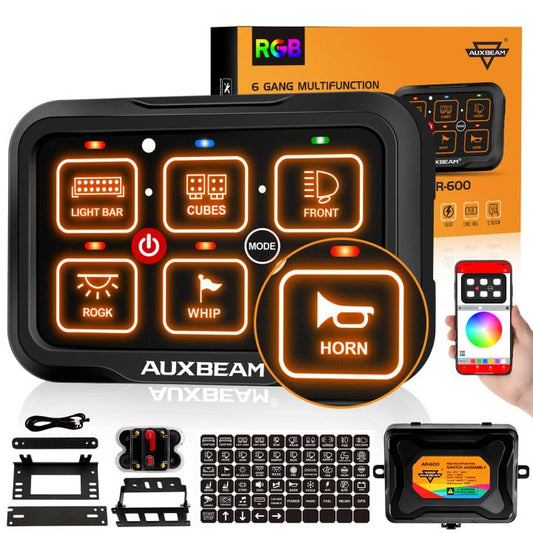 Auxbeam 6 Gang Switch Panel Bluetooth AR-600 with RGB APP Control 3 Modes - size: 6 Gang Bluetooth Switch Panel (One Side Output)