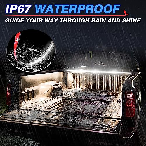 MICTUNING 3Pcs 60 Inch Truck Bed Lights - White Waterproof LED Light Strip with On-Off Switch Fuse Splitter Cable Compatible for Truck Jxxp Pickup RV SUV Vans Cargo Boats and More - size: 3Pcs 60" White