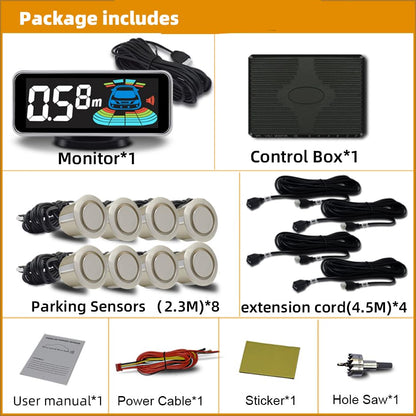 Car Parking Sensors Kit Reverse Radar parktronic System Auto Electronics Vehicle Back Assistant Reverse 8 Sensor (Golden) - color: Golden