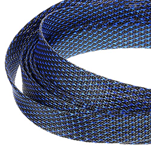 Boao 50ft PET Expandable Braided Cable Sleeve, Wire Loom Braid Sleeving with 127 Pieces Shrink Tube for Audio Video and Other Home Device Cable Automotive Wire(1 Inch, 1/4 Inch, 3/4 Inch,Blue) - color: Blue, size: 1 Inch, 1/4 Inch, 3/4 Inch