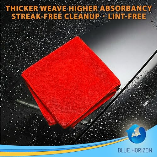 Red Microfiber Cleaning Towels, 3 Dozen Dual-Sided Cleaning Cloths Bulk Pack, Ultra Soft Plush Wash-Cloths, Micro-fiber Detailing Cleaning Cloths for Car, Household and Commercial (Red, 16" x 16") - color: Red