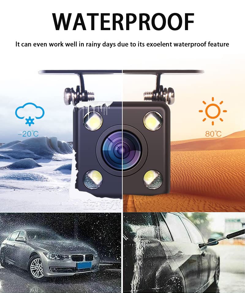 Backup Camera with 5Inch Monitor, 170 Degree Wide View Angel Night Vision Waterproof Vehicle Reverse Rear View Camera System for Car Truck - size: 5''+ Camera