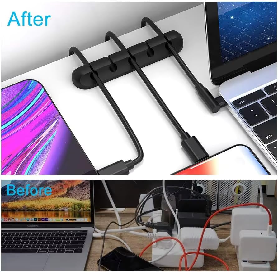 Cord Organizer, Cable Clips Cord Holder, Cable Management USB Cable Power Wire Cord Clips, 2 Packs Cable Organizers for Car Home and Office (5, 3 Slots).