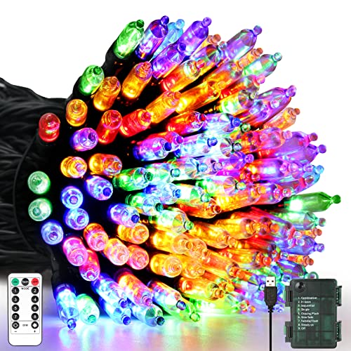 Tcamp Battery Operated Christmas Lights with Remote Timer, 33ft 100LED - color: Multicolor, size: 33ft 100LED