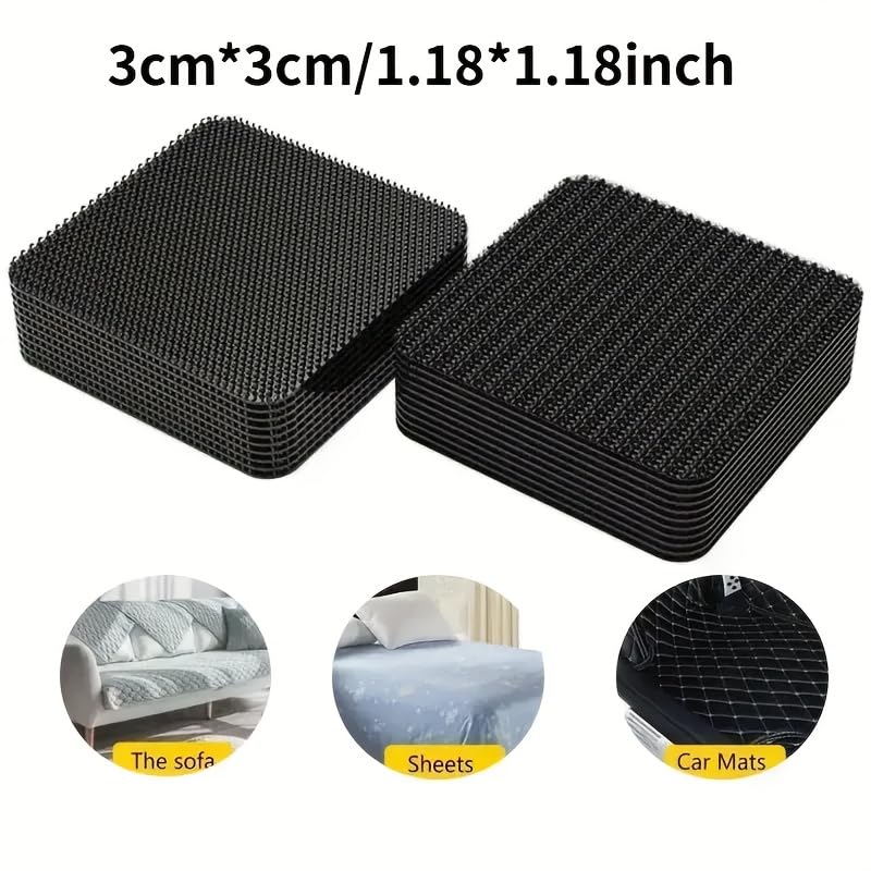 60pcs/30pairs Scratch-Resistant Strong Adhesive Tape -Durable DIY Car Floor Mat Self-Adhesive Cable Organizer, Essential for Vehicle Maintenance| Structure (Black-30pairs) - color: Black-30pairs