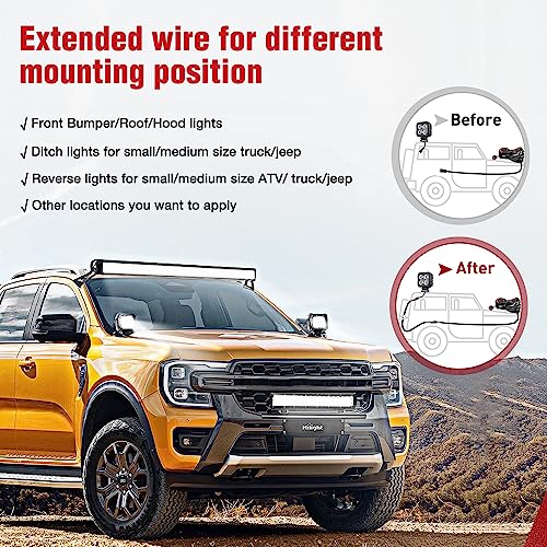 Nilight 16 AWG 10 Feet 2-pin DT Connector Wiring Harness Extension Kit - size: 16AWG -10FT 2Pin DT