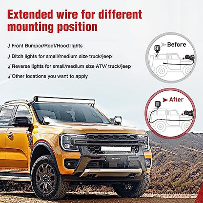 Nilight 16 AWG 10 Feet 2-pin DT Connector Wiring Harness Extension Kit - size: 16AWG -10FT 2Pin DT