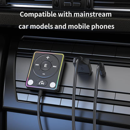 Upgrade Bluetooth 5.4 AUX Car Adapter, Dual Mics Noise Cancellation, Plug-and-Play, Multifunction Button, 3.5mm Audio Adapter Bluetooth Receiver for Car Music/Hands-Free Calls/Stereo Audio