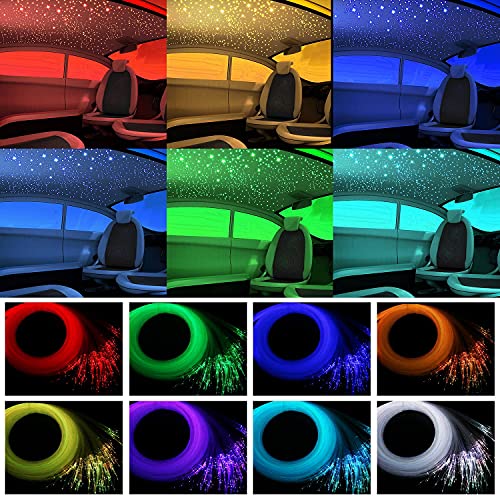 AMKI 16W Fiber Optic Lights,Starlight Headliner Light Kit APP/Remote Control Sound Activated Mode for Car&Home Decoration,Optical Fiber Cable Strands 0.75mm/0.03in 6.5ft/2m 150pcs - size: 150pcs*0.03in*6.5ft