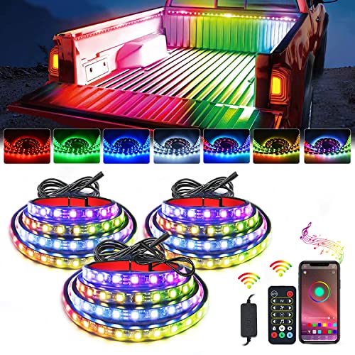 Nilight Truck Bed Light Strip RGB-IC LED Bar 3PCS 60 inch Cargo Lighting - color: RGBIC