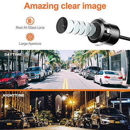 Backup Camera Flush Mount, Metal Housing 170°Wide View Angle Rear/Side/Front View Camera for Car, Clear Night Vision IP69 Waterproof Reverse Camera for Vehicle SUV RV Pickup, 18.5mm, 12V/24V, Black - color: Black
