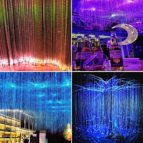 AZIMOM PMMA Plastic Flash Point Fiber Optic Strands 100PCS 0.04IN 9.8ft Side Glow Curtain Waterfall Optical Fiber Cables for LED Light Engine Driver Source Decoration - size: 100pcs*0.04in*9.8ft