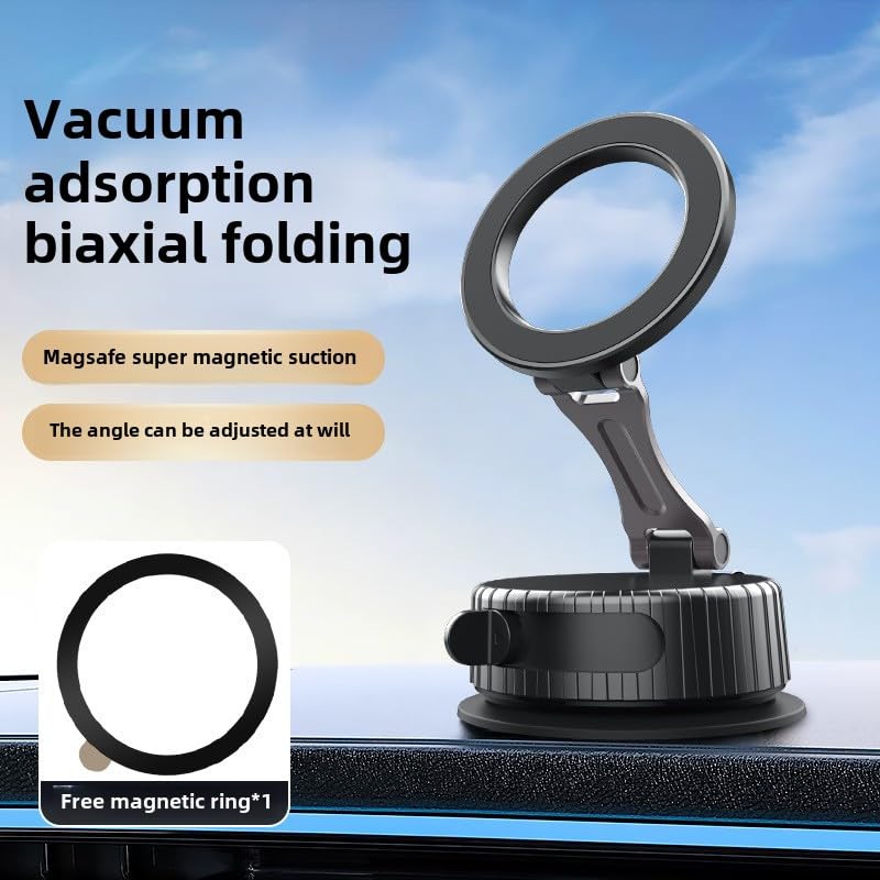 Latest Vacuum Magnetic Phone Holder for Car,Ultra Suction Cup Phone Mount, Foldable & Adjustable & Portable Vacuum Magnetic Phone Stand for All Smartphones & Car Models & Gym/Bathroom Mirror