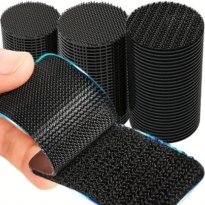 60pcs/30pairs Scratch-Resistant Strong Adhesive Tape -Durable DIY Car Floor Mat Self-Adhesive Cable Organizer, Essential for Vehicle Maintenance| Structure (Black-30pairs) - color: Black-30pairs